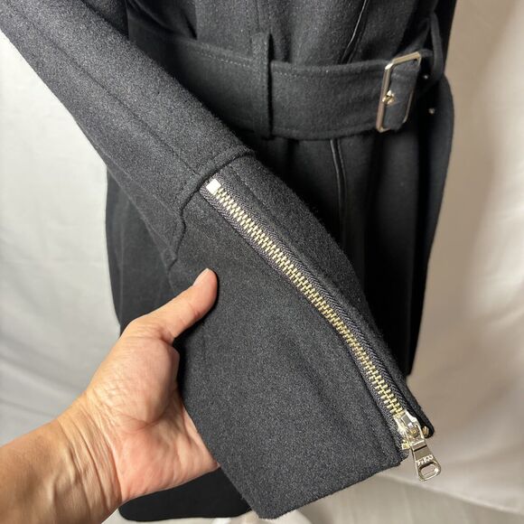 Guess Womens M Wool Blend Faux Lined Mid Length Classic Coat timeless - Picture 8 of 16